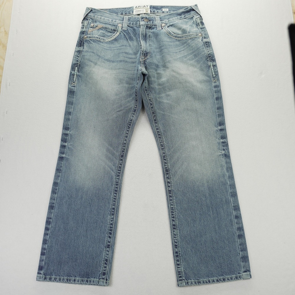 Ariat M5 Straight Fit Straight Leg Jeans Mens 34x30 Light Wash Blue Denim